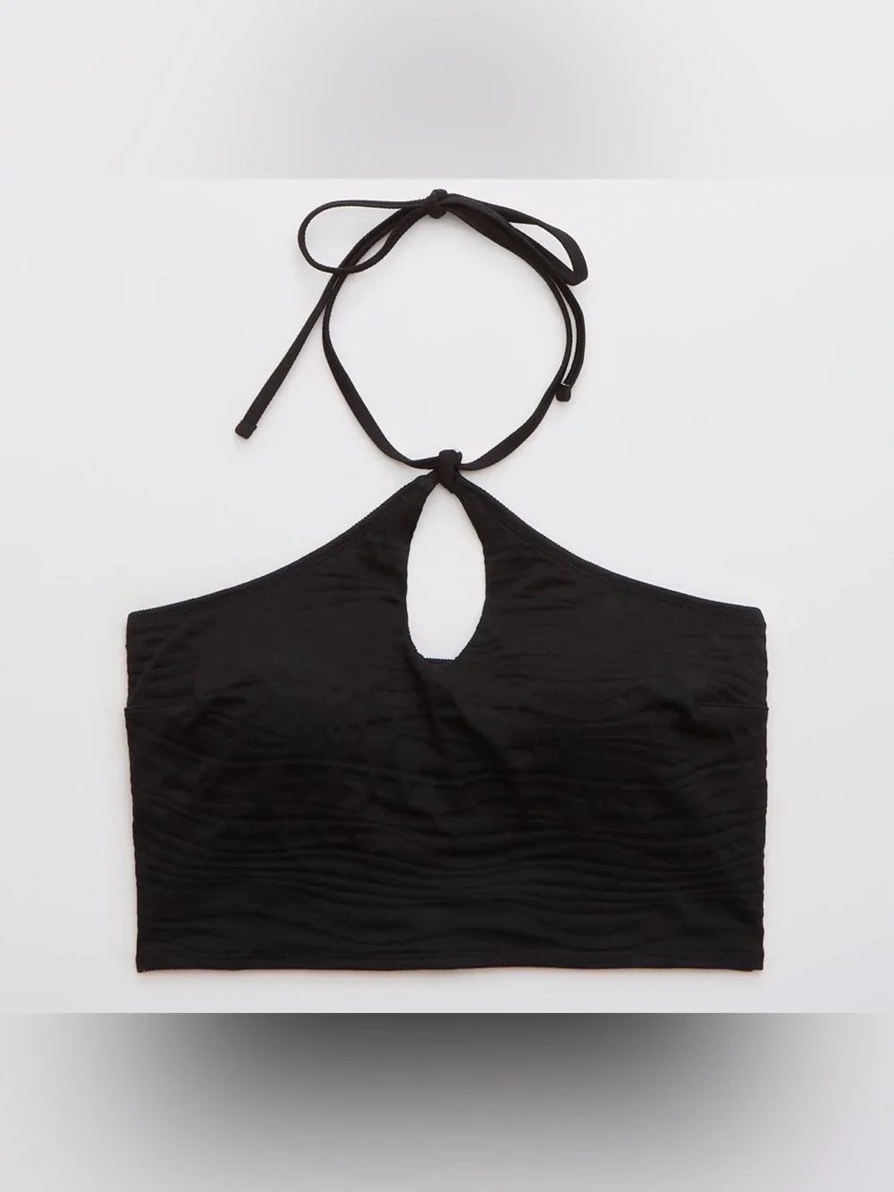 NWT Aerie Jacquard Longline Halter Bikini Top in Black - Sz S